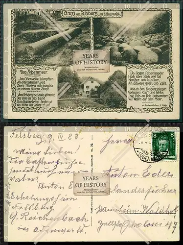 Orig. AK Reichenbach im Odenwald Felsberg Forsthaus Restaurant Gasthof 1928 gel