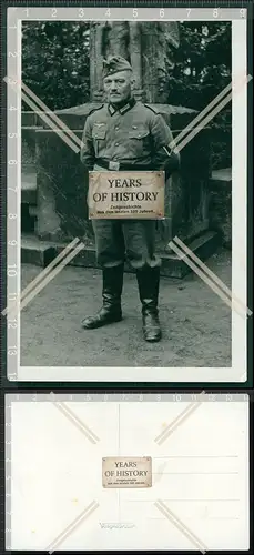 Orig. Foto Portrait Porträt Soldat Uniform am Denkmal