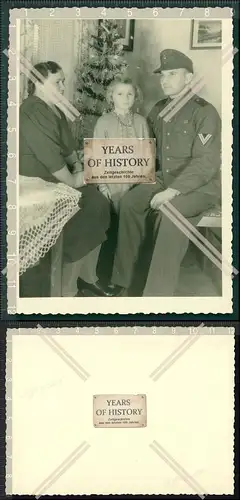 Orig. Foto Portrait Porträt Soldat Uniform Weihnachten mit Kind Familie