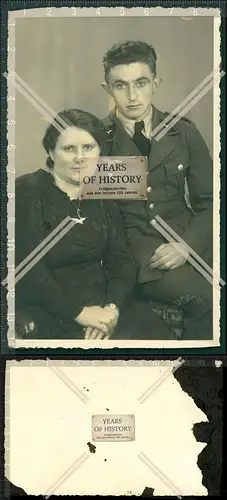 Orig. Foto Portrait Porträt Soldat Uniform Luftwaffe mit Braut Frau