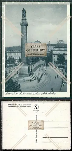 Orig. AK Darmstadt Ludwigssäule Luisenplatz Schloss 1939