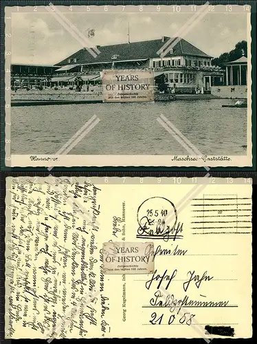 Orig. AK Hannover Maschsee Gaststätte Biergarten Restaurant 1940 Feldpost gela
