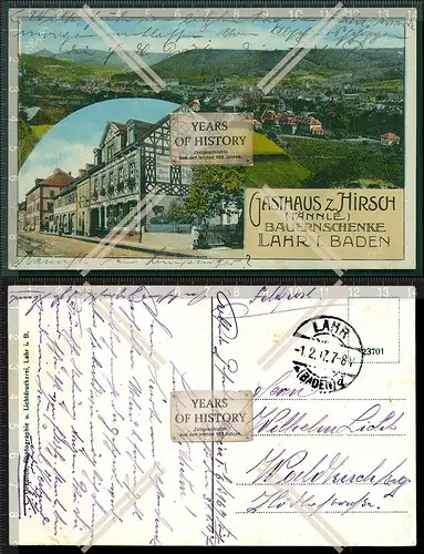 Orig.  AK Lahr in Baden 1917 Feldpost Gasthaus zum Hirsch Bauernschenke