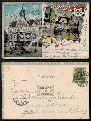 Orig. AK  Essen Litho Kolosseum Gasthof NRW gel. 1905