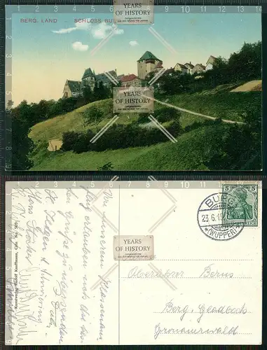 Orig. Foto AK Burg Wuppertal Schloss Bergische Land gel 1915