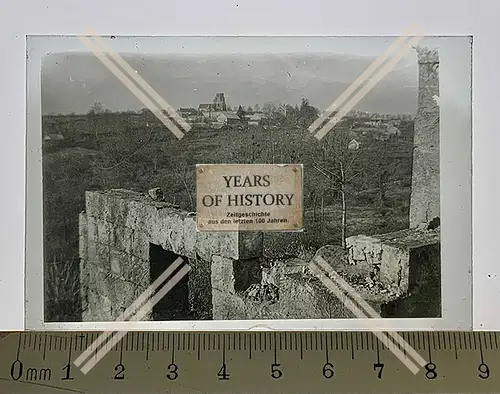 Orig. Glas Dia 1.WK Zerstörtes Dorf Kirche Belgien Frankreich 
