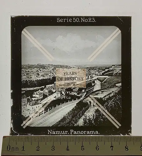 Orig. Glas Dia 1.WK Namur Belgien Panorama der Stadt