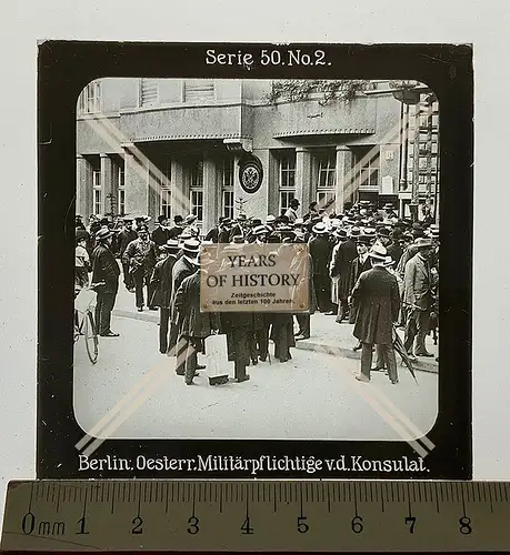 Orig. Glas Dia 1.WK Berlin österreichische Militärpflichtige Wehrpflichtig M�