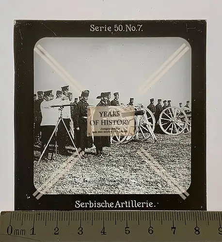 Orig. Glas Dia 1.WK Serbische Artillerie Geschütze Pak Flak