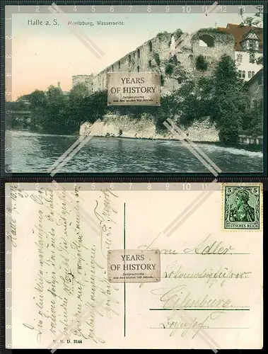 Orig. AK Halle an der Saale Moritzburg Wasserseite gesehen 1911