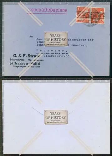 Briefmarke Stempel Brief Werbung nach Hannover Firma Strate Schweißwerk Maschine
