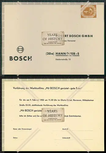 Briefmarke Stempel Brief Werbung nach Hannover Firma Robert Bosch