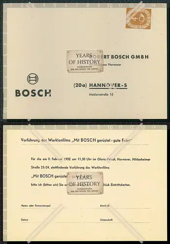 Briefmarke Stempel Brief Werbung nach Hannover Firma Robert Bosch