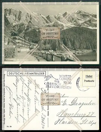 Orig. AK Garmisch-Partenkirchen Grainau Eibsee-Hotel mit Berg Seeblick Zugspitz