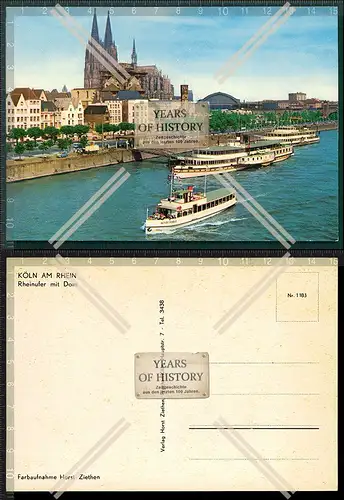 Orig. AK Köln am Rhein Raddampfer Schiffe Uferpromenade Dom und vieles mehr