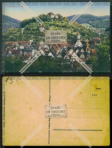 Orig. AK Neuenbürg an der Enz Panorama mit Kirche Kernstadt Dennach Arnbach Wa