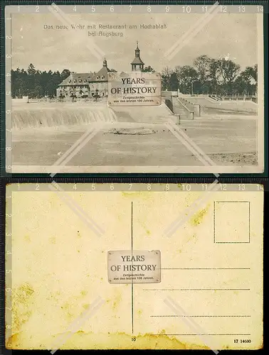 Orig. AK Schallers Augsburg Das neue Wehr Gasthaus am Hochablass 1911 Schwarze 