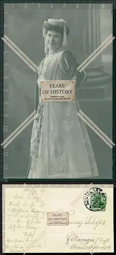 Orig. AK Künstler junge Dame im eleganten Kleid Stuttgart 1910 gelaufen