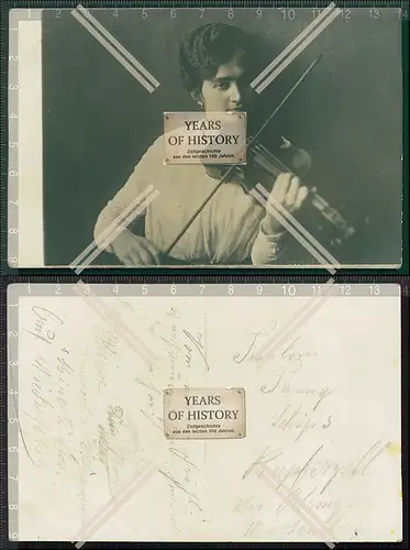 Orig. Foto AK Geigenspieler weiblich Geige 1907
