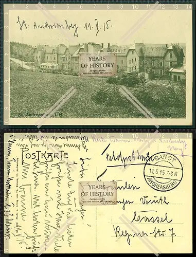 Orig. AK Sankt Andreasberg im Harz 1915 Feldpost gel