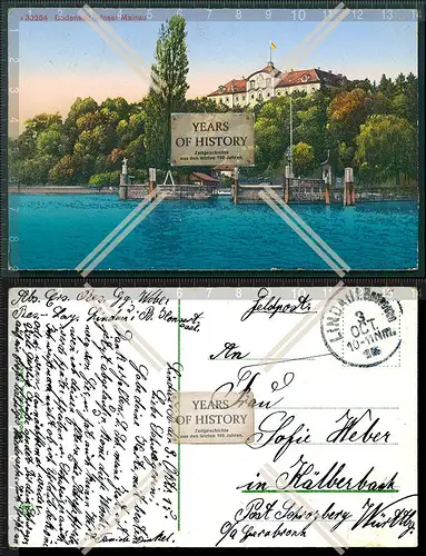 Orig. AK Bodensee Insel Mainau Feldpost 1915 Lindau gelaufen