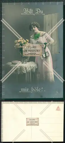 Orig. AK Künstler bist du mir böse junge Dame mit Blumenstrauß 1903