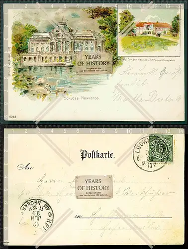 Orig. AK Litho Schloss Monrepos Ludwigsburg Baden-Württemberg 1899 gelaufen