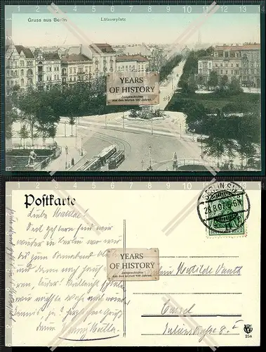 Orig. AK Berlin Lützowplatz Straßenbahn Kleinbahn Luftbild 1907 gelaufen