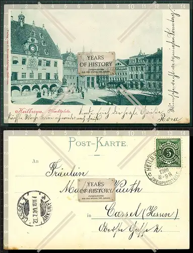 Orig. AK Heilbronn Marktplatz 1900 gelaufen