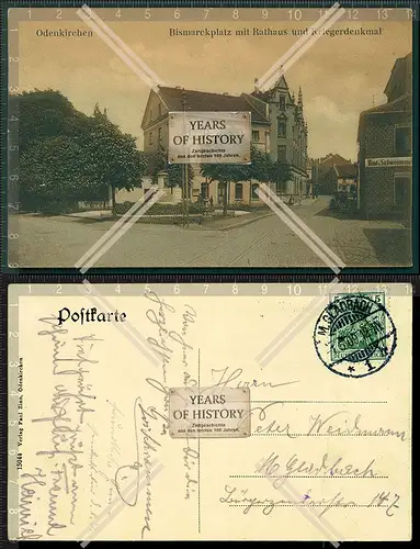 Orig. AK Mönchengladbach-Odenkirchen Marktplatz mit Rathaus und Kriegerdenkmal