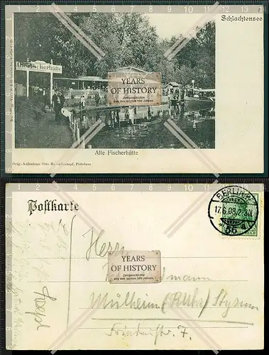 Orig. AK Schlachtensee Berlin Steglitz Zehlendorf Grunewald alte Fischerhütte