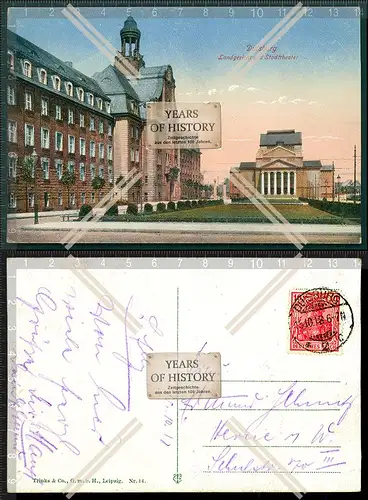 Orig. AK Duisburg Landgericht und Stadttheater 1918 gelaufen