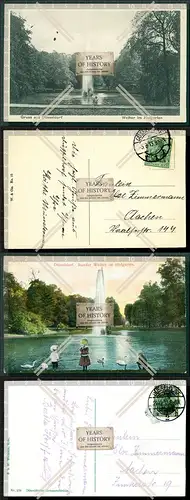 Orig. AK 2x Düsseldorf Weiher im Hofgarten 1913 gelaufen