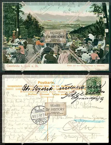 Orig. AK Bonn Casselsruhe 1906 Venusberg Rhein Blick auf das Siebengebirge u.Rh