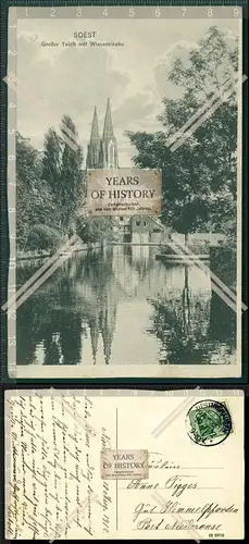 Orig. AK Soest großer Teich mit Wiesenkirche 1912 Oestinghausen Lippetal Stemp