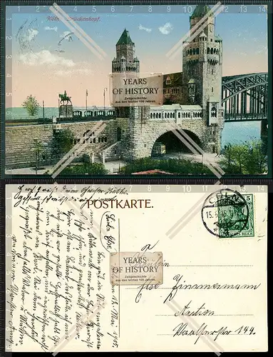 Orig. AK Köln am Rhein Brückenkopf 1915 gelaufen Straßenbahntunnel 