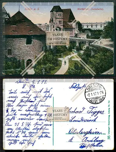 Orig. AK Halle an der Saale Moritzburg Langseite 1917 Feldpost Dresden Altstadt