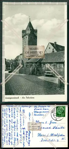 Orig. AK Hauptstraße mit Fehnturm Herzogenaurach Erlangen-Höchstadt in Bayern