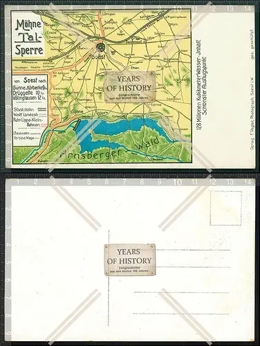 Orig. AK Möhnetalsperre Landkarte Delecke Körbecke Günne Soest Völlinghause