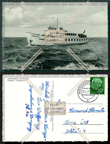 Orig. AK Dampfer Langeoog III Hauptfährschiff Festlandhafen Bensersiel Schiffs