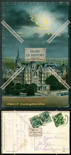 Orig. AK Schwerin in Mecklenburg 1921 Großherzogliche Schloss 1921 Bahnpost ge