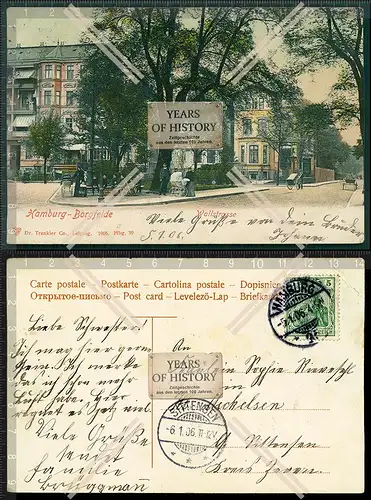 Orig. AK Hamburg Borgfelde Waldstraße 1906 gelaufen