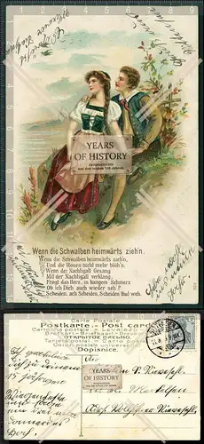 Orig. AK 1913 dicke präge wenn die Schwalben heimwärts ziehen Liebespaar in T