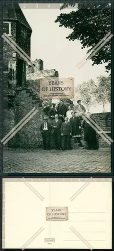 Orig. Foto AK 1936 Kirche Vorplatz kleine Gruppenaufnahme mit Pastor Pfarrer K�