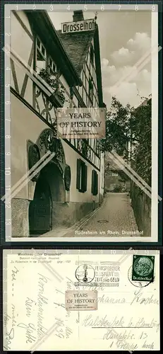 Orig. Foto AK Rüdesheim am Rhein Drosselhof 1939 Sonderstempel Fernsprecher sp