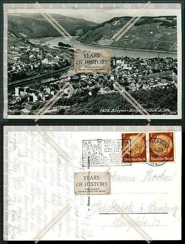 Orig. Foto AK Bingen Bingerbrück am Rhein 1939 gelaufen Sonderstempel