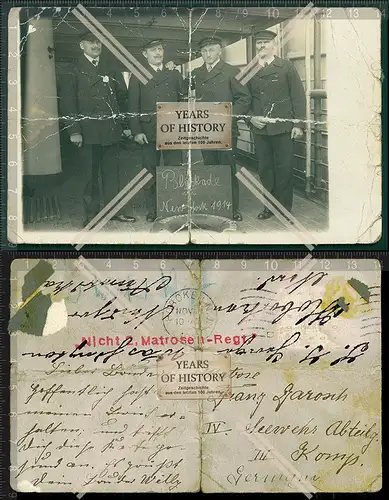 Orig. Foto AK Marine Hoboken New Jersey 1914 gel. Blockade in New York Matrosen