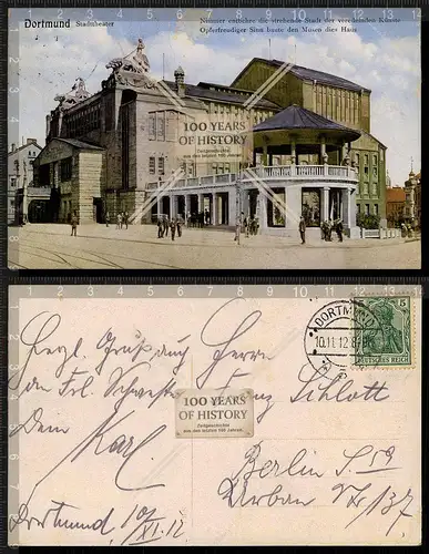 Orig. AK Dortmund gel. 1912 Karte mit Knick