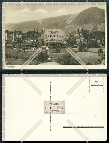 Orig. AK Amorbach Unterfranken Miltenberg Dorf Ansicht Kirchen 1933