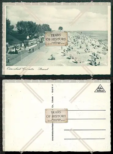 Orig. AK Ostseebad Grömitz Schleswig-Holstein Straße mit Strand Strandkörbe 